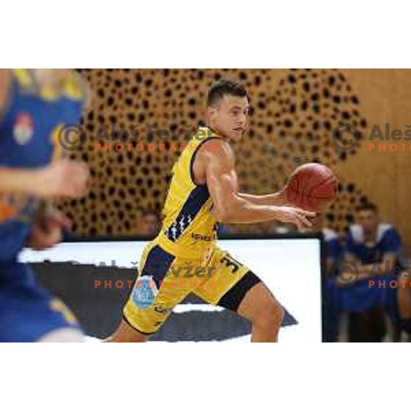 Zan Mark Sisko in action during Slovenian Super Cup basketball match between Koper Primorska and Hopsi Polzela in Podcetrtek Sports Hall, Slovenia on September 17, 2019