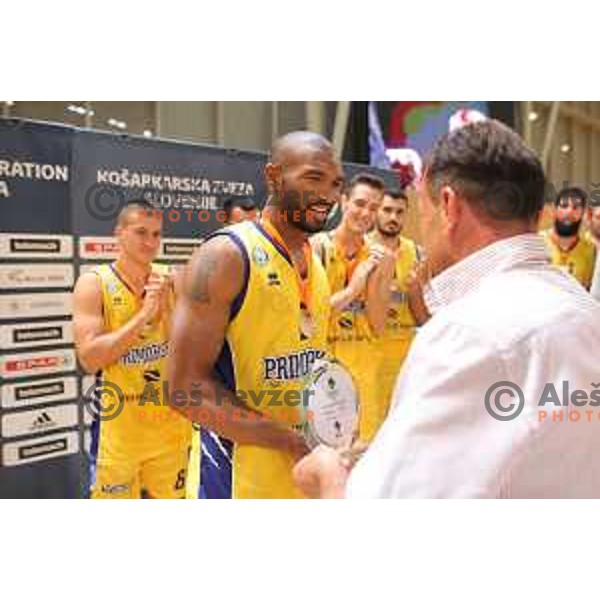 Lance Harris, MVP of Slovenian Super Cup basketball match between Koper Primorska and Hopsi Polzela in Podcetrtek Sports Hall, Slovenia on September 17, 2019