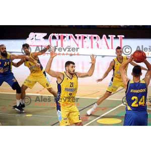 Marko Jagodic Kuridza in action during Slovenian Super Cup basketball match between Koper Primorska and Hopsi Polzela in Podcetrtek Sports Hall, Slovenia on September 17, 2019