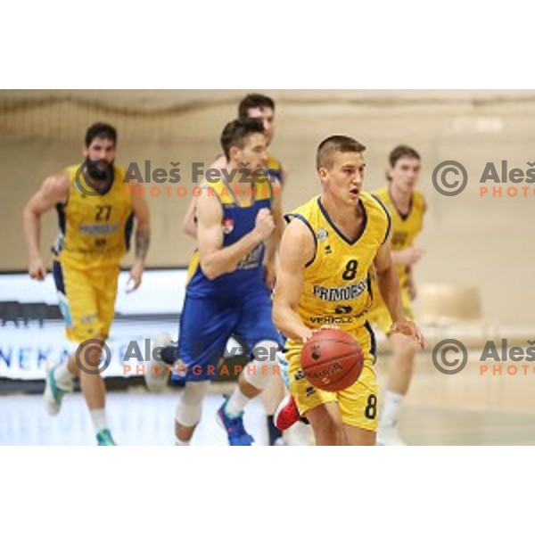 Urban Hrovat in action during Slovenian Super Cup basketball match between Koper Primorska and Hopsi Polzela in Podcetrtek Sports Hall, Slovenia on September 17, 2019
