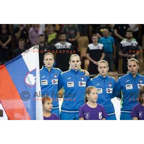 in action during Women’s European Championship 2020 qualifier handball match between Slovenia and Kosovo in Lukna, Maribor, Slovenia on September 26, 2019