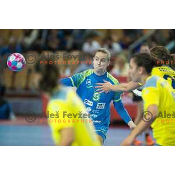 Anika Strnad in action during Women’s European Championship 2020 qualifier handball match between Slovenia and Kosovo in Lukna, Maribor, Slovenia on September 26, 2019