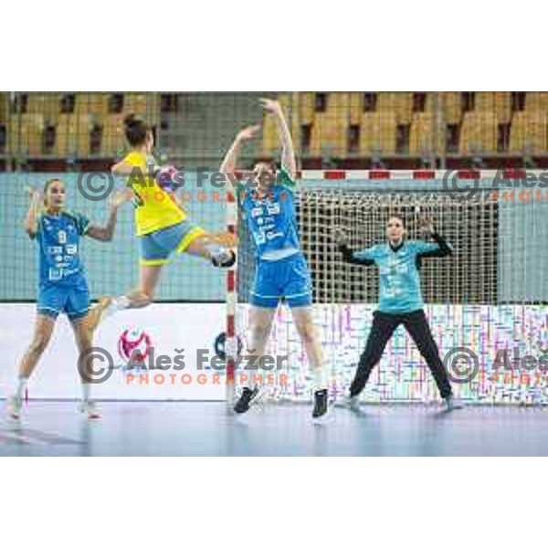 in action during Women’s European Championship 2020 qualifier handball match between Slovenia and Kosovo in Lukna, Maribor, Slovenia on September 26, 2019