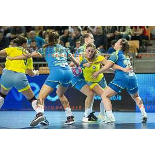 in action during Women’s European Championship 2020 qualifier handball match between Slovenia and Kosovo in Lukna, Maribor, Slovenia on September 26, 2019