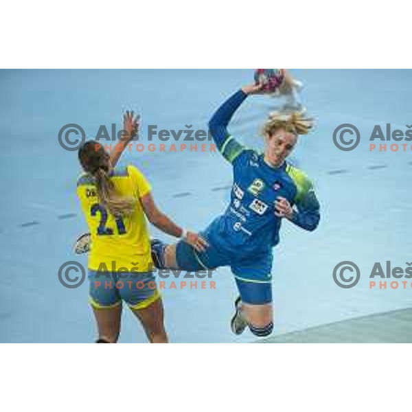 Valentina Klemencic in action during Women’s European Championship 2020 qualifier handball match between Slovenia and Kosovo in Lukna, Maribor, Slovenia on September 26, 2019