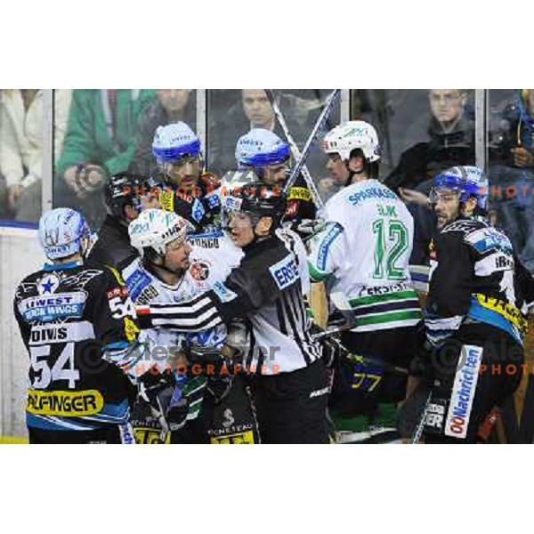 Brendan Yarema and Todd Elik at the second game of EBEL league semi-finals, ZM Olimpija - Blackwings Linz, Tivoli, Ljubljana 