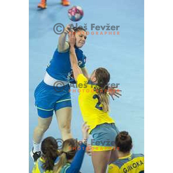 in action during Women’s European Championship 2020 qualifier handball match between Slovenia and Kosovo in Lukna, Maribor, Slovenia on September 26, 2019