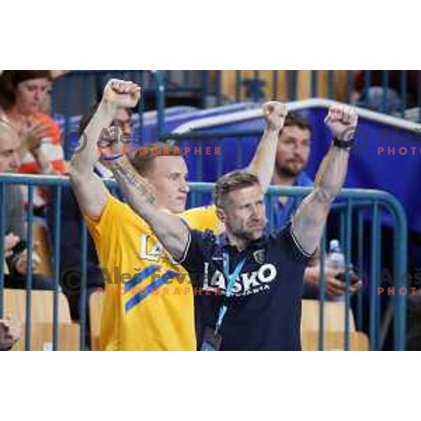 Tomaz Ocvirk in action during Velux EHF Champions League 2019/20 handball match between Celje Pivovarna Lasko and Aalborg Handbold in Zlatorog Arena, Celje, Slovenia on September 29, 2019
