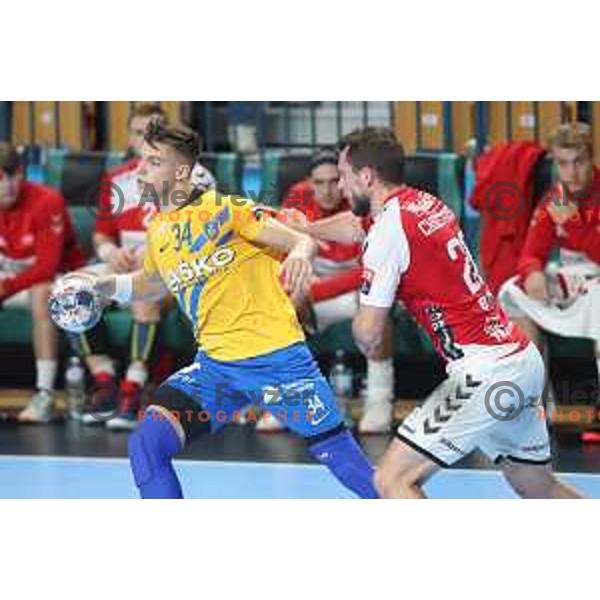 Domen Makuc during Velux EHF Champions League 2019/20 handball match between Celje Pivovarna Lasko and Aalborg Handbold in Zlatorog Arena, Celje, Slovenia on September 29, 2019