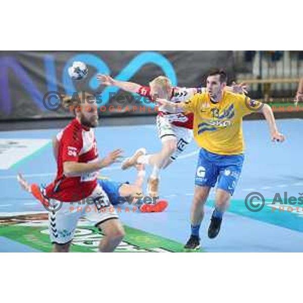 Josip Sarac in action during Velux EHF Champions League 2019/20 handball match between Celje Pivovarna Lasko and Aalborg Handbold in Zlatorog Arena, Celje, Slovenia on September 29, 2019