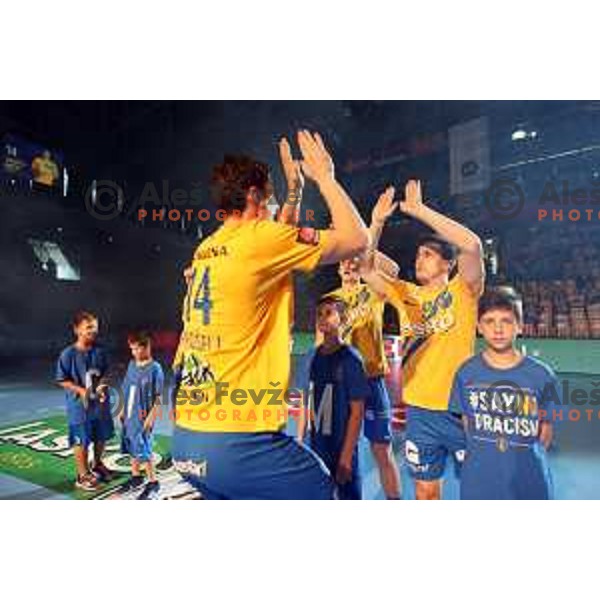 during Velux EHF Champions League 2019/20 handball match between Celje Pivovarna Lasko and Aalborg Handbold in Zlatorog Arena, Celje, Slovenia on September 29, 2019
