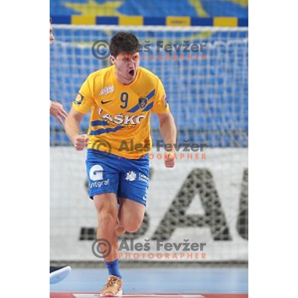 David Razgor in action during Velux EHF Champions League 2019/20 handball match between Celje Pivovarna Lasko and Aalborg Handbold in Zlatorog Arena, Celje, Slovenia on September 29, 2019