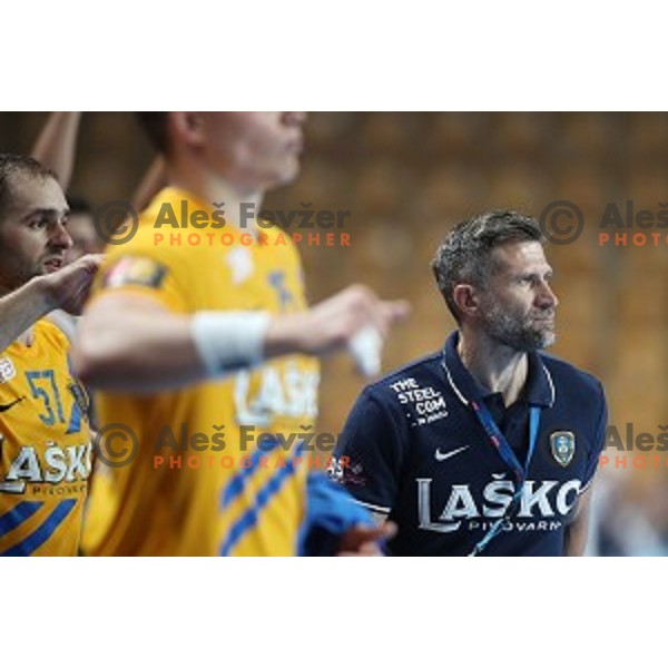 Tomaz Ocvirk in action during Velux EHF Champions League 2019/20 handball match between Celje Pivovarna Lasko and Aalborg Handbold in Zlatorog Arena, Celje, Slovenia on September 29, 2019