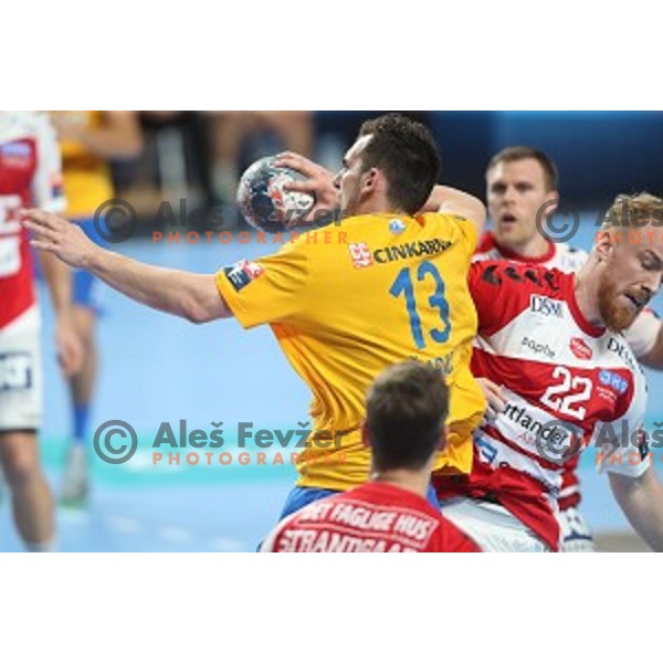 Josip Sarac in action during Velux EHF Champions League 2019/20 handball match between Celje Pivovarna Lasko and Aalborg Handbold in Zlatorog Arena, Celje, Slovenia on September 29, 2019