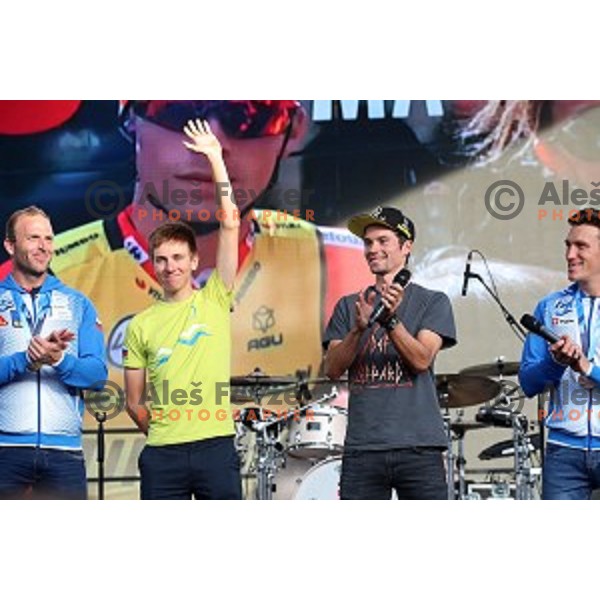 Tadej Pogacar and Primoz Roglic at Reception for Slovenian sports heroes, Ljubljana on September 30, 2019