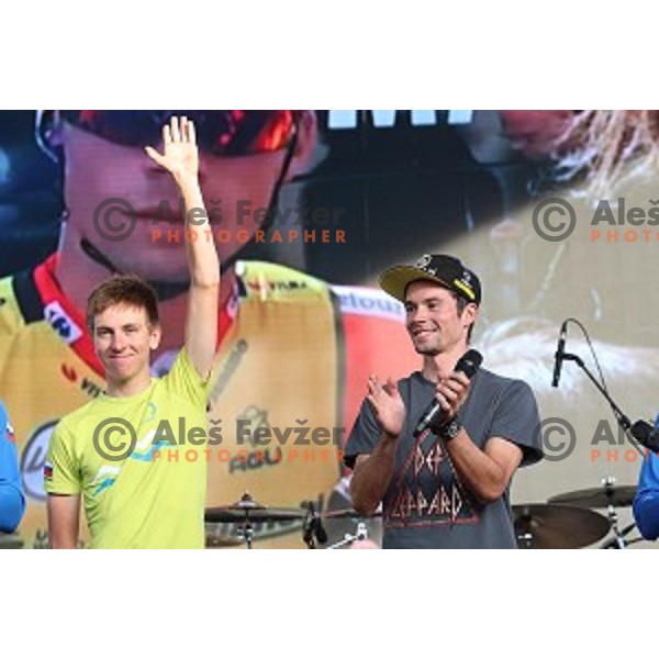 Tadej Pogacar and Primoz Roglic at Reception for Slovenian sports heroes, Ljubljana on September 30, 2019