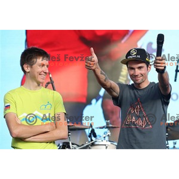 Tadej Pogacar and Primoz Roglic at Reception for Slovenian sports heroes, Ljubljana on September 30, 2019