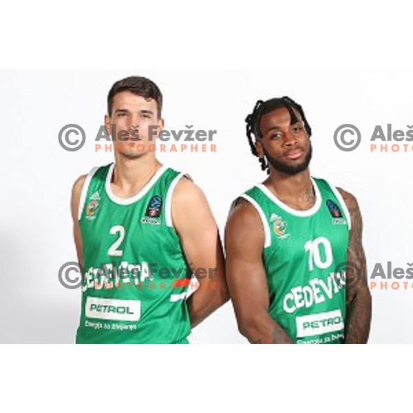 Filip Kruslin and Codi Miller-McIntyre at official photo shooting of basketball team Cedevita Olimpija for 2019-2020 season in SRC Stozice, Ljubljana, Slovenia on October 1, 2019