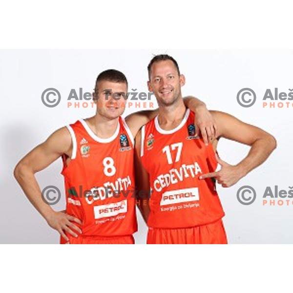 Edo muric and Sasa Zagorac at official photo shooting of basketball team Cedevita Olimpija for 2019-2020 season in SRC Stozice, Ljubljana, Slovenia on October 1, 2019