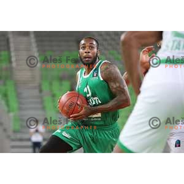 Codi Miller-Mcintyre in action during 7Days EuroCup first round basketball match between Cedevita Olimpija Ljubljana (SLO) and Darusafaka Tekfen Istanbul (TUR) in Arena Stozice, Ljubljana, Slovenia on October 2, 2019