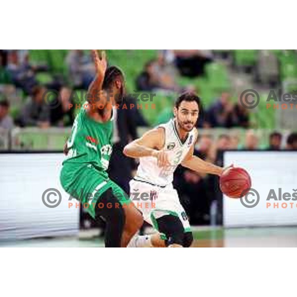 action during 7Days EuroCup first round basketball match between Cedevita Olimpija Ljubljana (SLO) and Darusafaka Tekfen Istanbul (TUR) in Arena Stozice, Ljubljana, Slovenia on October 2, 2019
