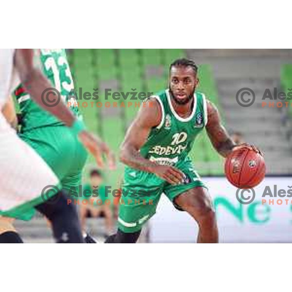 Codi Miller-Mcintyre in action during 7Days EuroCup first round basketball match between Cedevita Olimpija Ljubljana (SLO) and Darusafaka Tekfen Istanbul (TUR) in Arena Stozice, Ljubljana, Slovenia on October 2, 2019