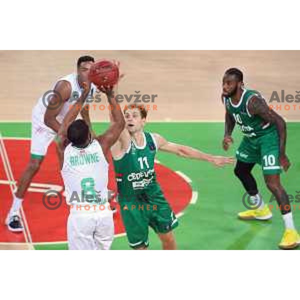 Jaka Blazic in action during 7Days EuroCup first round basketball match between Cedevita Olimpija Ljubljana (SLO) and Darusafaka Tekfen Istanbul (TUR) in Arena Stozice, Ljubljana, Slovenia on October 2, 2019