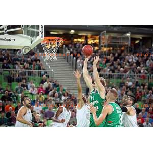 action during 7Days EuroCup first round basketball match between Cedevita Olimpija Ljubljana (SLO) and Darusafaka Tekfen Istanbul (TUR) in Arena Stozice, Ljubljana, Slovenia on October 2, 2019