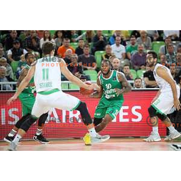 Codi Miller-Mcintyre in action during 7Days EuroCup first round basketball match between Cedevita Olimpija Ljubljana (SLO) and Darusafaka Tekfen Istanbul (TUR) in Arena Stozice, Ljubljana, Slovenia on October 2, 2019