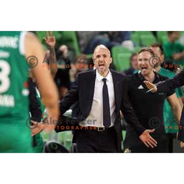 Slaven Rimac, head coach of COL in action during 7Days EuroCup first round basketball match between Cedevita Olimpija Ljubljana (SLO) and Darusafaka Tekfen Istanbul (TUR) in Arena Stozice, Ljubljana, Slovenia on October 2, 2019