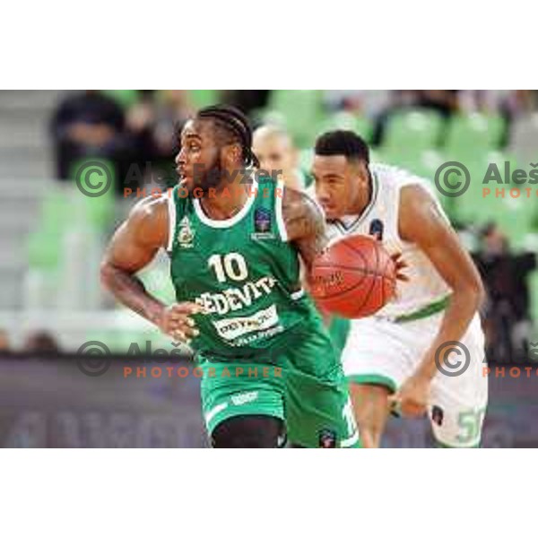 Codi Miller-Mcintyre in action during 7Days EuroCup first round basketball match between Cedevita Olimpija Ljubljana (SLO) and Darusafaka Tekfen Istanbul (TUR) in Arena Stozice, Ljubljana, Slovenia on October 2, 2019