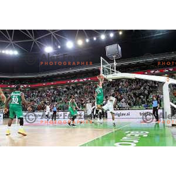 Andrija Stipanovic in action during 7Days EuroCup first round basketball match between Cedevita Olimpija Ljubljana (SLO) and Darusafaka Tekfen Istanbul (TUR) in Arena Stozice, Ljubljana, Slovenia on October 2, 2019