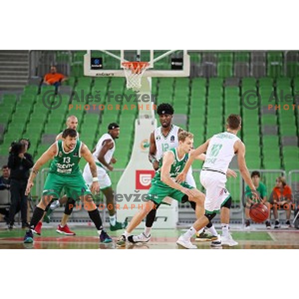 action during 7Days EuroCup first round basketball match between Cedevita Olimpija Ljubljana (SLO) and Darusafaka Tekfen Istanbul (TUR) in Arena Stozice, Ljubljana, Slovenia on October 2, 201