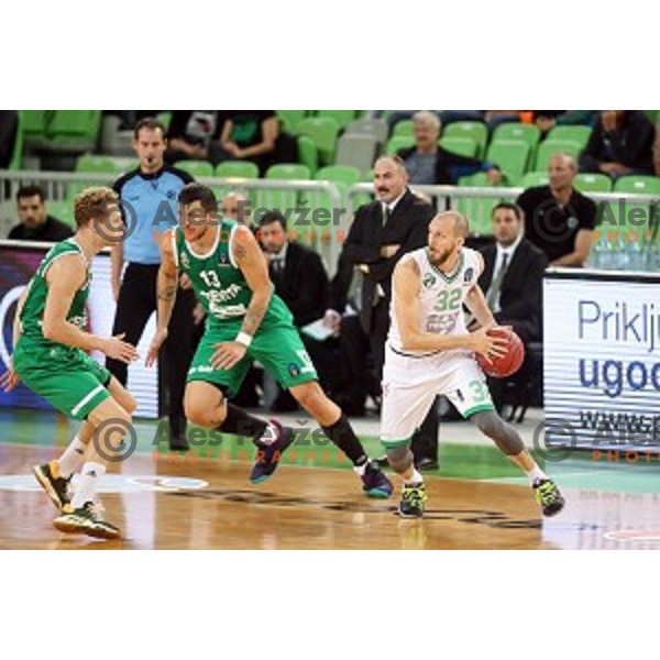 Andrija Stipanovic in action during 7Days EuroCup first round basketball match between Cedevita Olimpija Ljubljana (SLO) and Darusafaka Tekfen Istanbul (TUR) in Arena Stozice, Ljubljana, Slovenia on October 2, 2019
