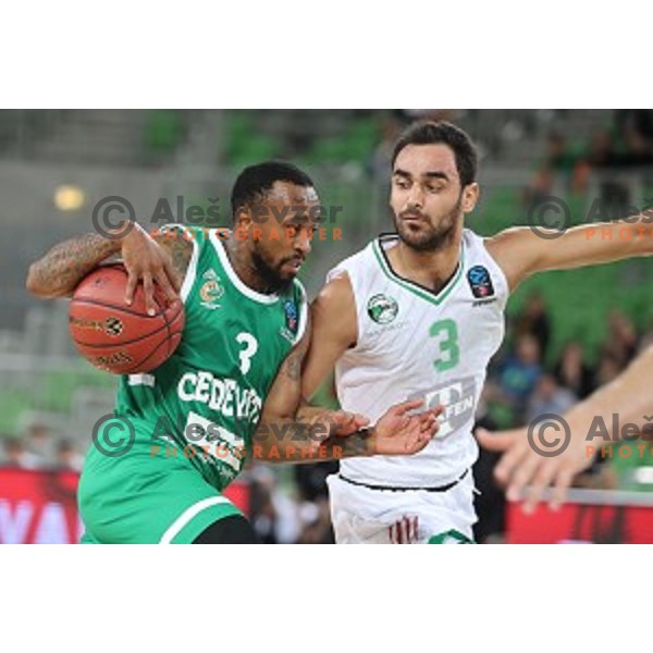 Ryan Boatright in action during 7Days EuroCup first round basketball match between Cedevita Olimpija Ljubljana (SLO) and Darusafaka Tekfen Istanbul (TUR) in Arena Stozice, Ljubljana, Slovenia on October 2, 2019