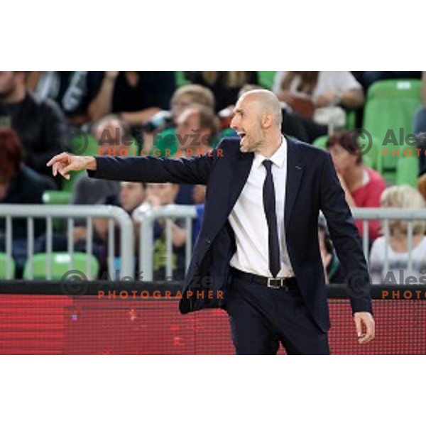 Slaven Rimac, head coach of COL in action during 7Days EuroCup first round basketball match between Cedevita Olimpija Ljubljana (SLO) and Darusafaka Tekfen Istanbul (TUR) in Arena Stozice, Ljubljana, Slovenia on October 2, 2019