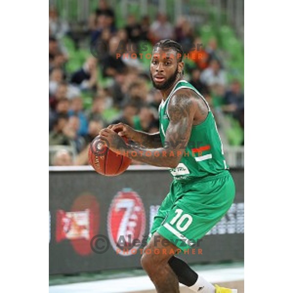 Codi Miller-Mcintyre in action during 7Days EuroCup first round basketball match between Cedevita Olimpija Ljubljana (SLO) and Darusafaka Tekfen Istanbul (TUR) in Arena Stozice, Ljubljana, Slovenia on October 2, 2019