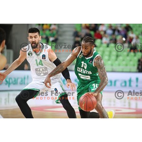 Codi Miller-Mcintyre in action during 7Days EuroCup first round basketball match between Cedevita Olimpija Ljubljana (SLO) and Darusafaka Tekfen Istanbul (TUR) in Arena Stozice, Ljubljana, Slovenia on October 2, 2019
