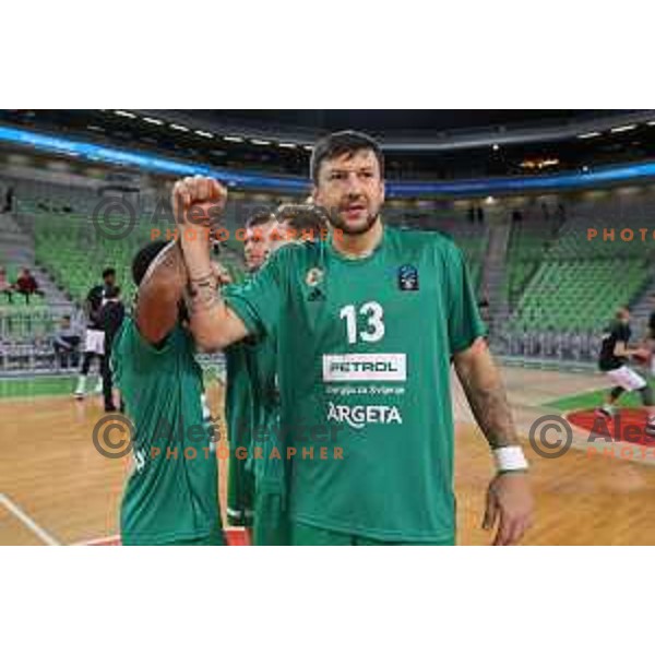 Andrija Stipanovic in action during 7Days EuroCup first round basketball match between Cedevita Olimpija Ljubljana (SLO) and Darusafaka Tekfen Istanbul (TUR) in Arena Stozice, Ljubljana, Slovenia on October 2, 2019