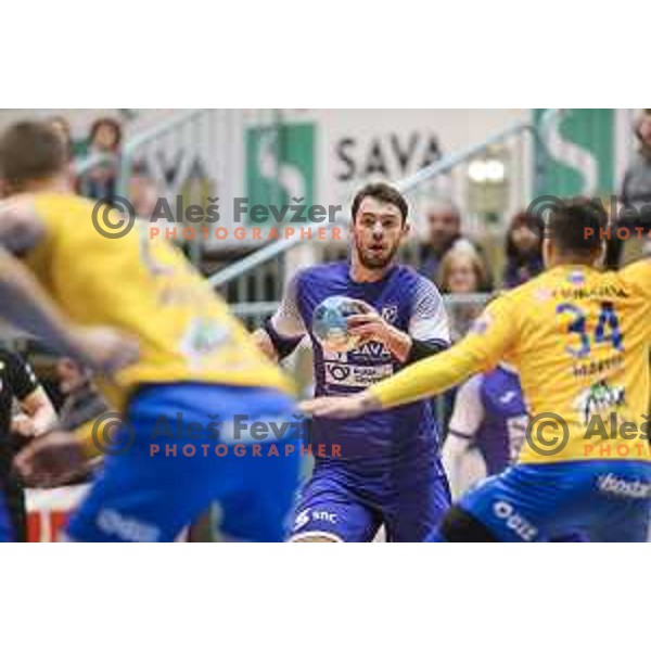 in action during Liga NLB handball match between Maribor Branik and Celje Pivovarna Lasko in Dvorana Tabor, Maribor, Slovenia on October 5, 2019