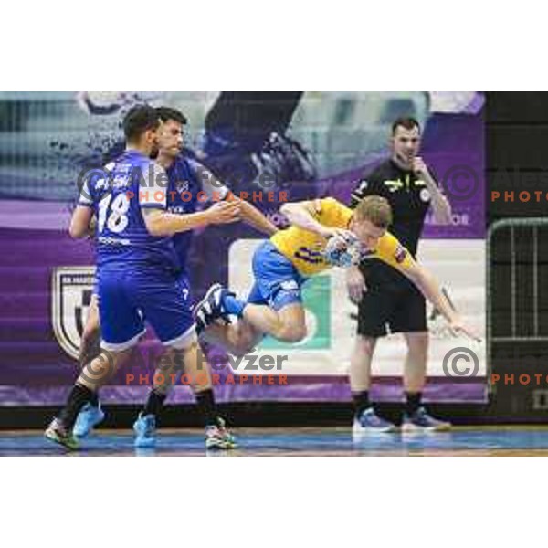 in action during Liga NLB handball match between Maribor Branik and Celje Pivovarna Lasko in Dvorana Tabor, Maribor, Slovenia on October 5, 2019