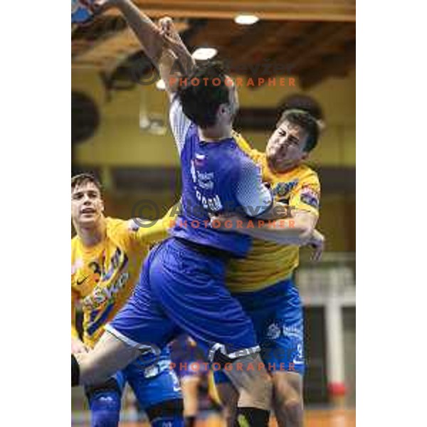 in action during Liga NLB handball match between Maribor Branik and Celje Pivovarna Lasko in Dvorana Tabor, Maribor, Slovenia on October 5, 2019