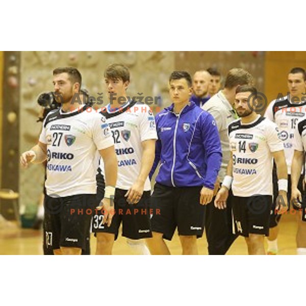 action in second round qualifiaction for EHF Europa league handball match between Riko Ribnica and SKA Minsk in Ribnica Sports Hall, Slovenia on October 5, 2019