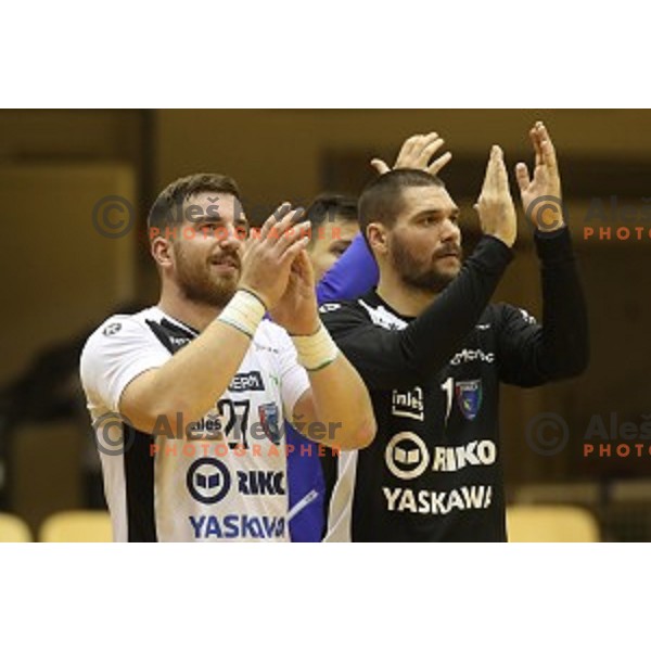 Blaz Nosan of Riko Ribnica in action in second round qualifiaction for EHF Europa league handball match between Riko Ribnica and SKA Minsk in Ribnica Sports Hall, Slovenia on October 5, 2019