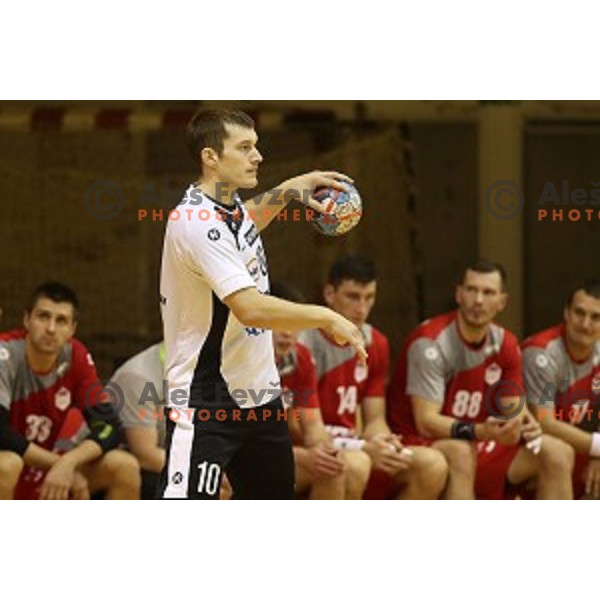 action in second round qualifiaction for EHF Europa league handball match between Riko Ribnica and SKA Minsk in Ribnica Sports Hall, Slovenia on October 5, 2019
