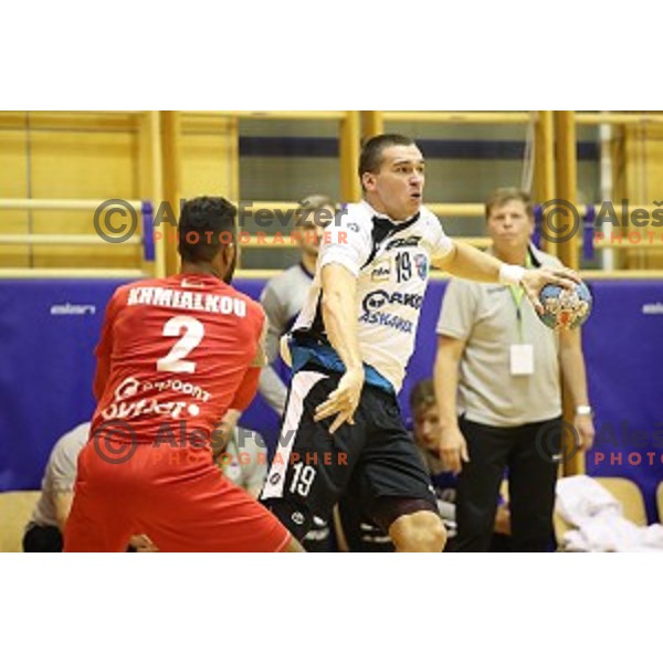 action in second round qualifiaction for EHF Europa league handball match between Riko Ribnica and SKA Minsk in Ribnica Sports Hall, Slovenia on October 5, 2019