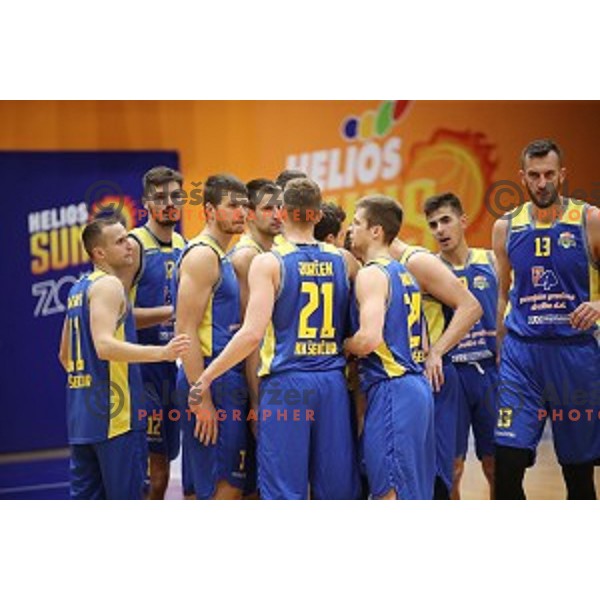 action during 1.SKL basketball match between Helios Suns and Sencur GGD in Domzale Sports Hall, Slovenia on October 5, 2019