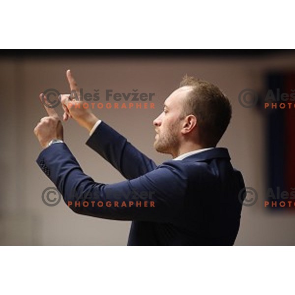 Dejan Jakara in action during 1.SKL basketball match between Helios Suns and Sencur GGD in Domzale Sports Hall, Slovenia on October 5, 2019