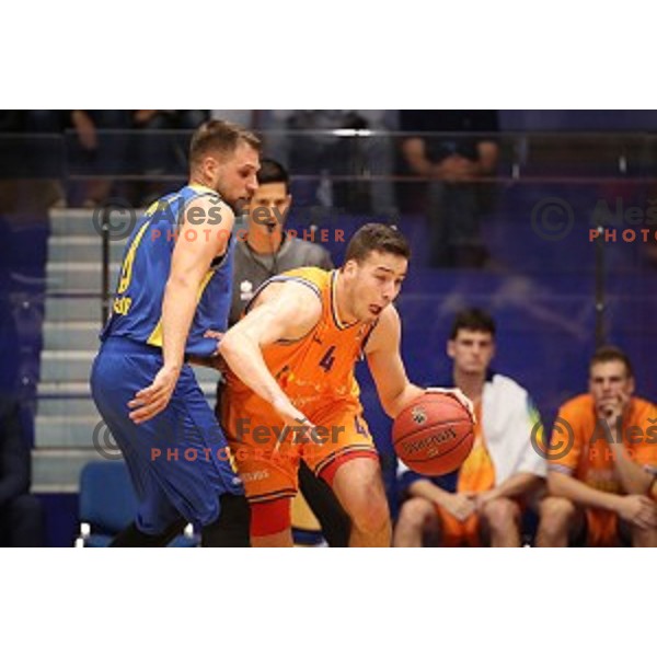 Marko Popadic in action during 1.SKL basketball match between Helios Suns and Sencur GGD in Domzale Sports Hall, Slovenia on October 5, 2019