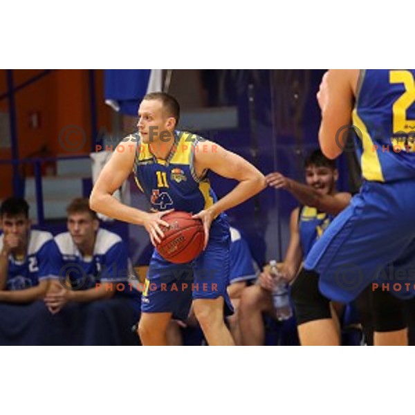 Nejc Martincic in action during 1.SKL basketball match between Helios Suns and Sencur GGD in Domzale Sports Hall, Slovenia on October 5, 2019